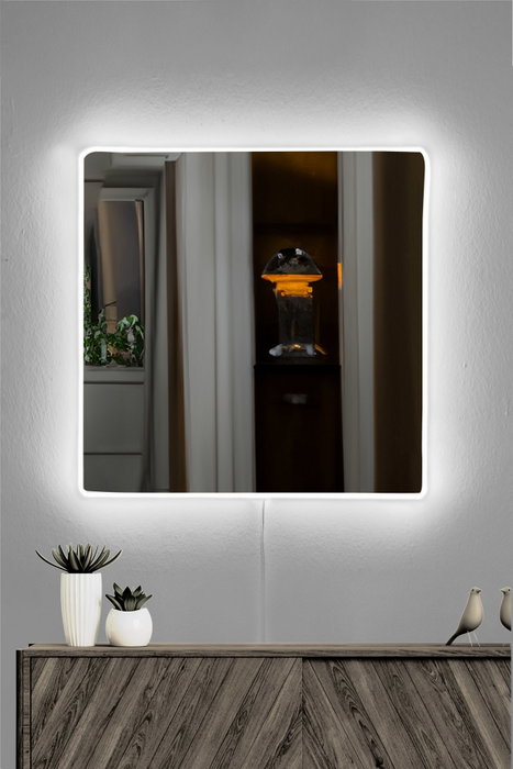 Hanah Home Espejo Cuadrado con Iluminación LED Blanco 50 x 50 cm Hanah Home Espejo Cuadrado con Iluminación LED Blanco 50 x 50 cm